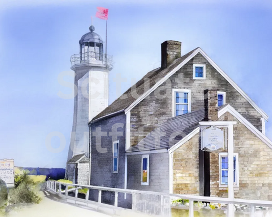 Scituate Lighthouse – 16x20 Framed Watercolor-Style Print