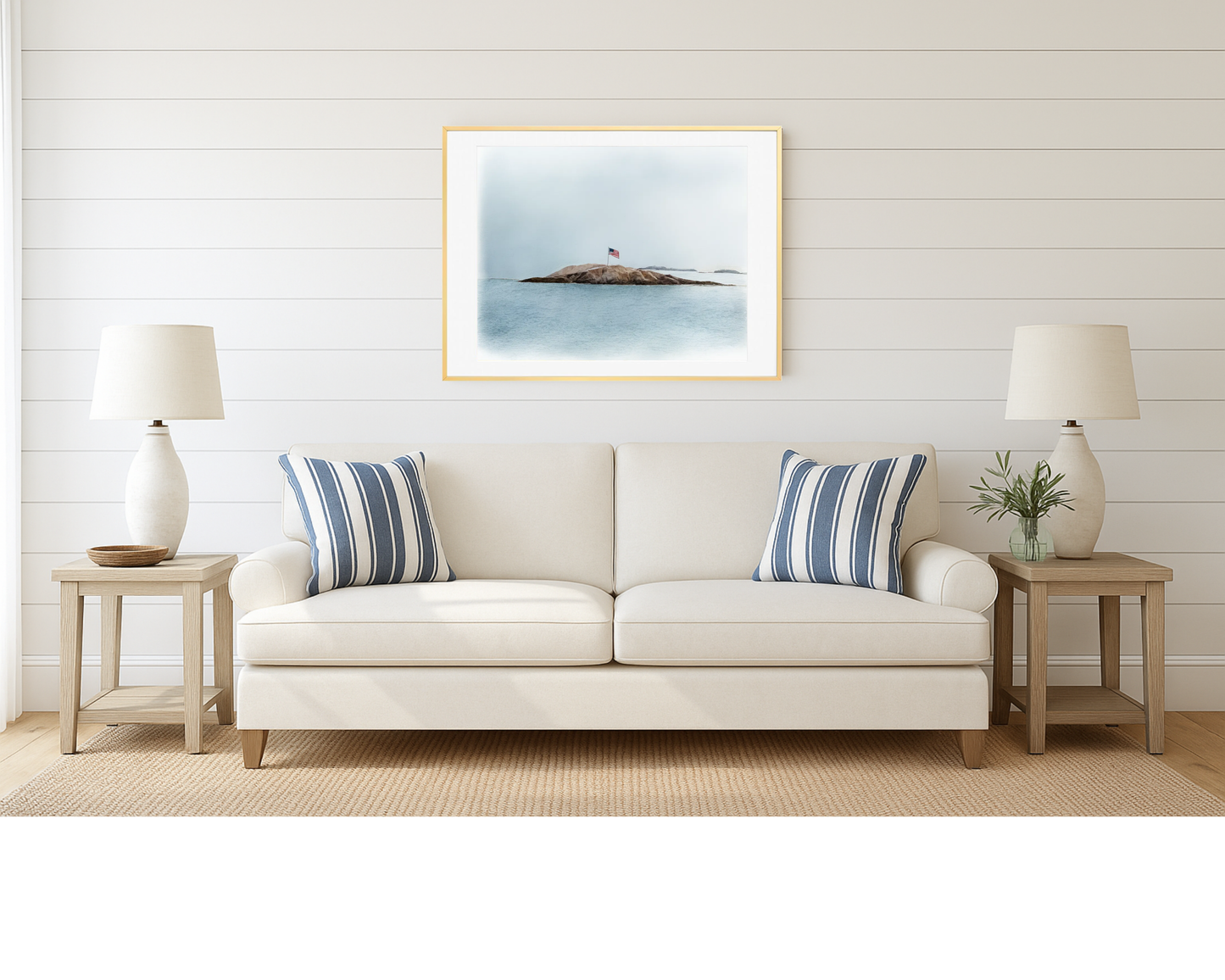Bar Rock, Minot Beach (Color Edition) – 16x20 Framed Watercolor-Style Print