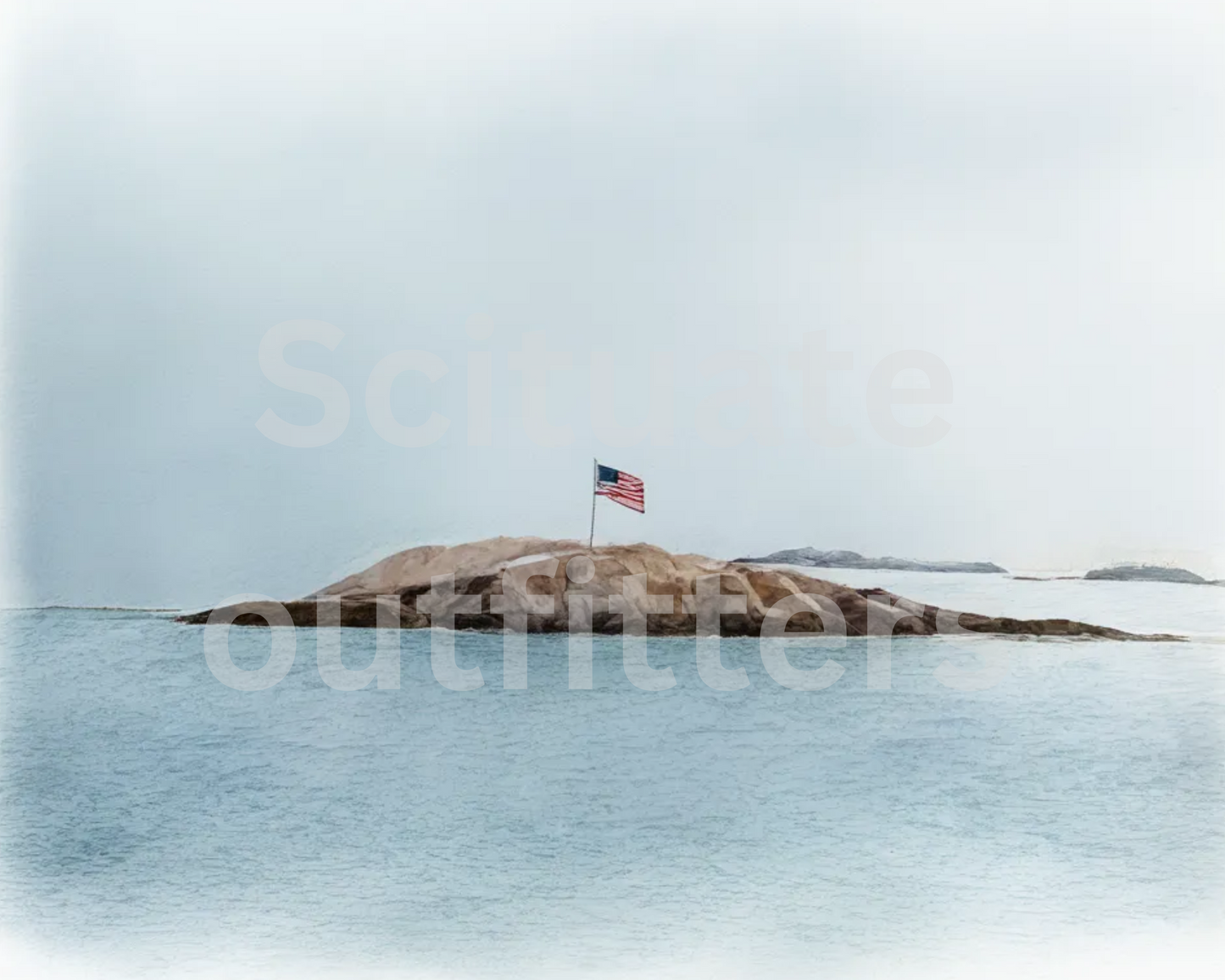 Bar Rock, Minot Beach (Color Edition) – 16x20 Framed Watercolor-Style Print