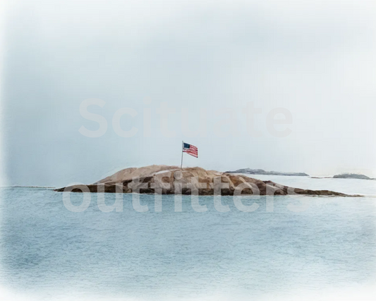 Bar Rock, Minot Beach (Color Edition) – 16x20 Framed Watercolor-Style Print